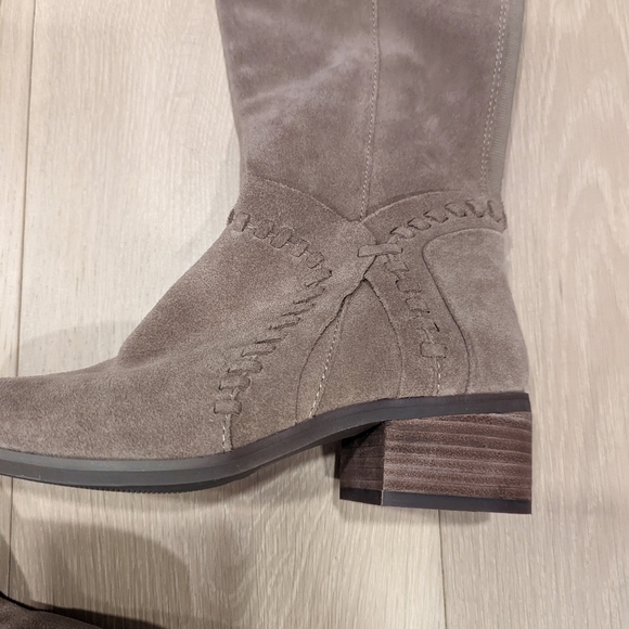 Vince Camuto Tall Suede Riding Boots in Taupe - Picture 12 of 16